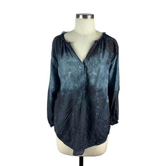 RAQUEL ALLEGRA Blue Tie Dye Lightweight Silk Blouse Women's Size 1 US Windsor - Picture 1 of 8